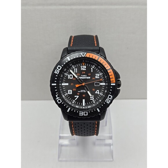 Timex Expedition Uplander Watch Orange Indiglo Date WR50M Quartz New Battery - Picture 1 of 11